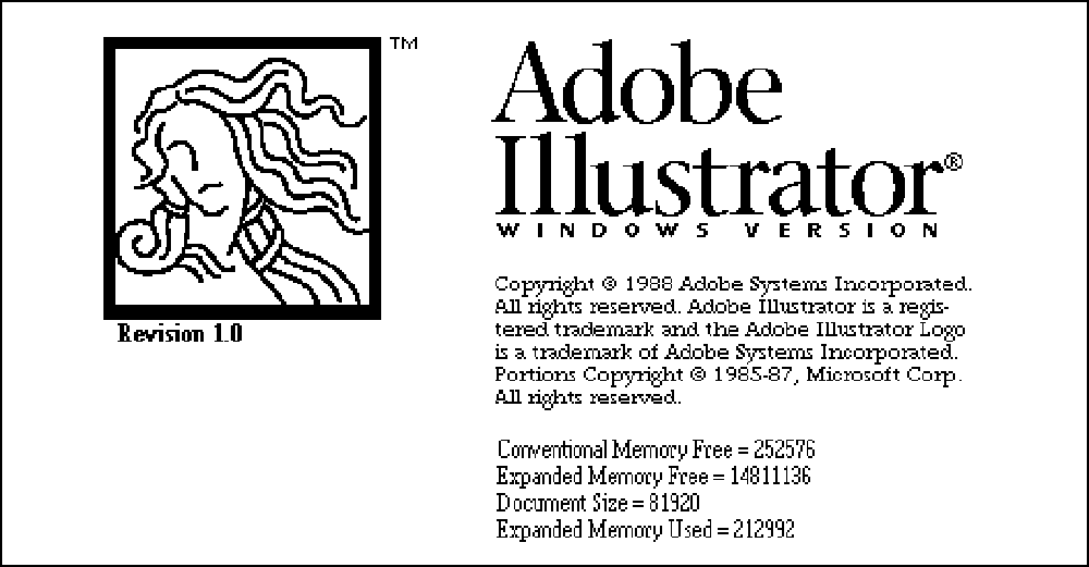 Adobe Illustrator version xx splash screen 1988 Adobe Illustrator version xx splash screen 1988