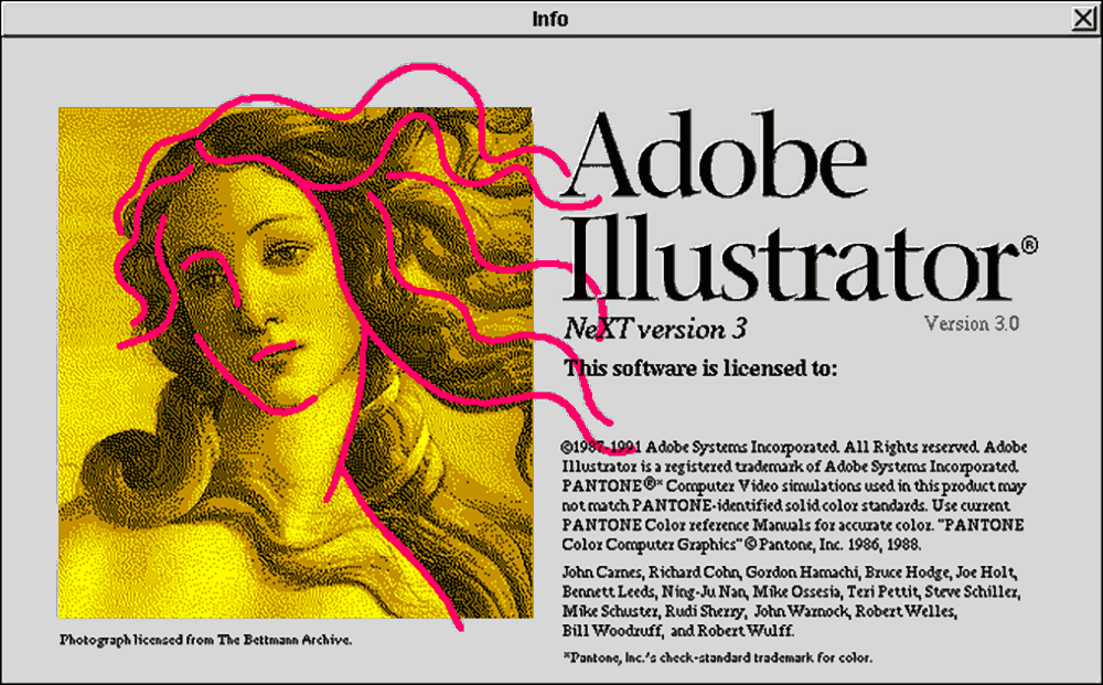 Adobe Illustrator version 3 splash screen 1990 Adobe Illustrator version 3 splash screen 1990