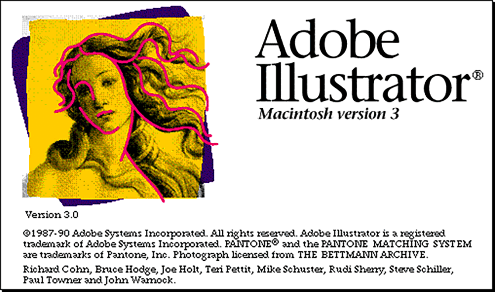 Adobe Illustrator version 3 splash screen 1990 Adobe Illustrator version 3 splash screen 1990