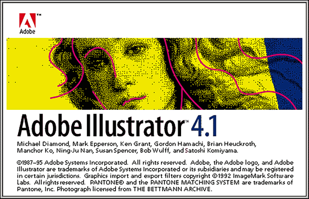 Adobe Illustrator version 4.1 splash screen 1992 Adobe Illustrator version 4.1 splash screen 1992