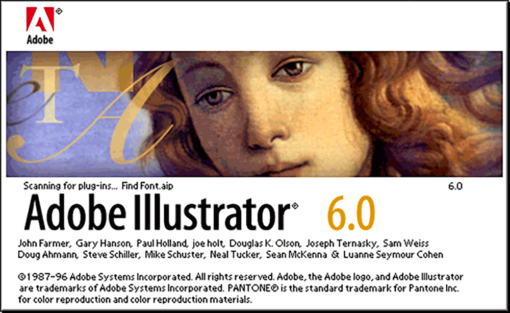 Adobe Illustrator version 6 splash screen 1996 Adobe Illustrator version 6 splash screen 1996