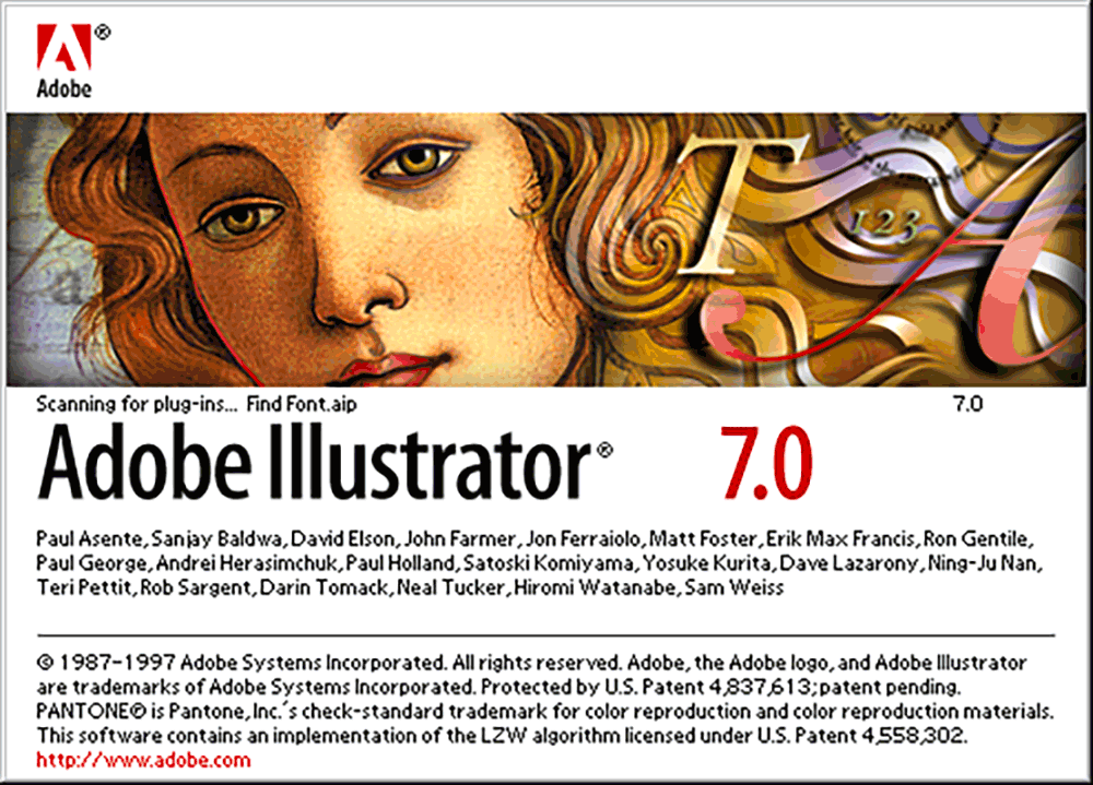 Adobe Illustrator version 7 splash screen 1997 Adobe Illustrator version 7 splash screen 1997