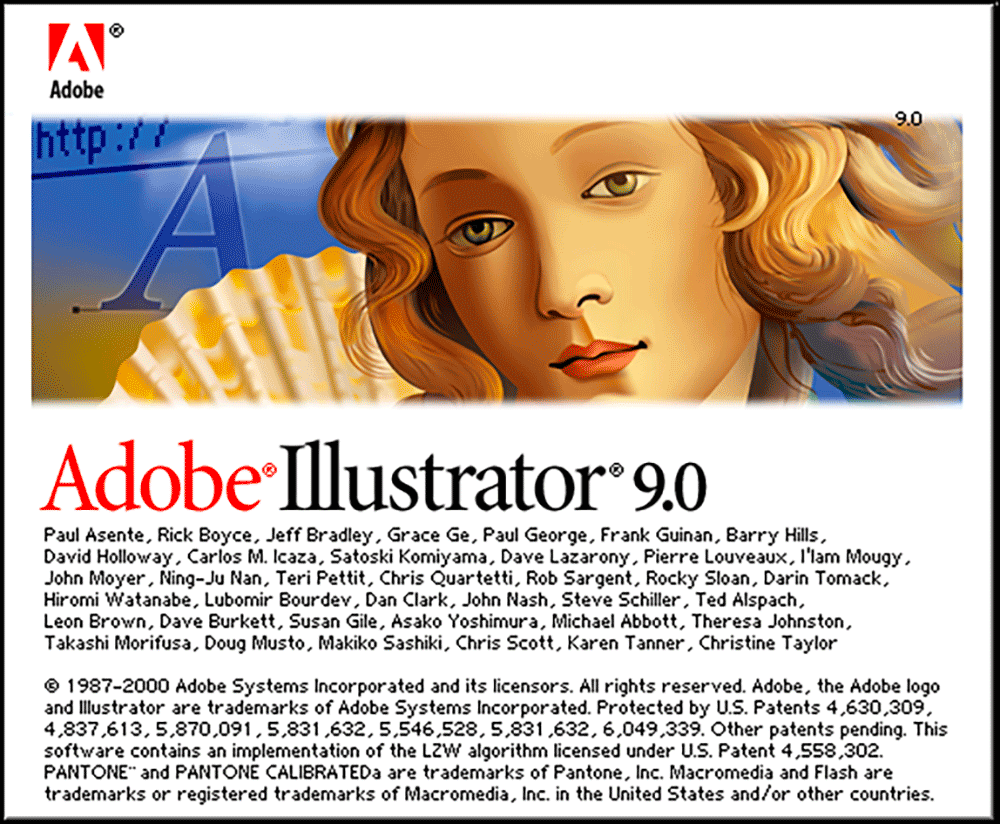 Adobe Illustrator version 9 splash screen 2000 Adobe Illustrator version 9 splash screen 2000