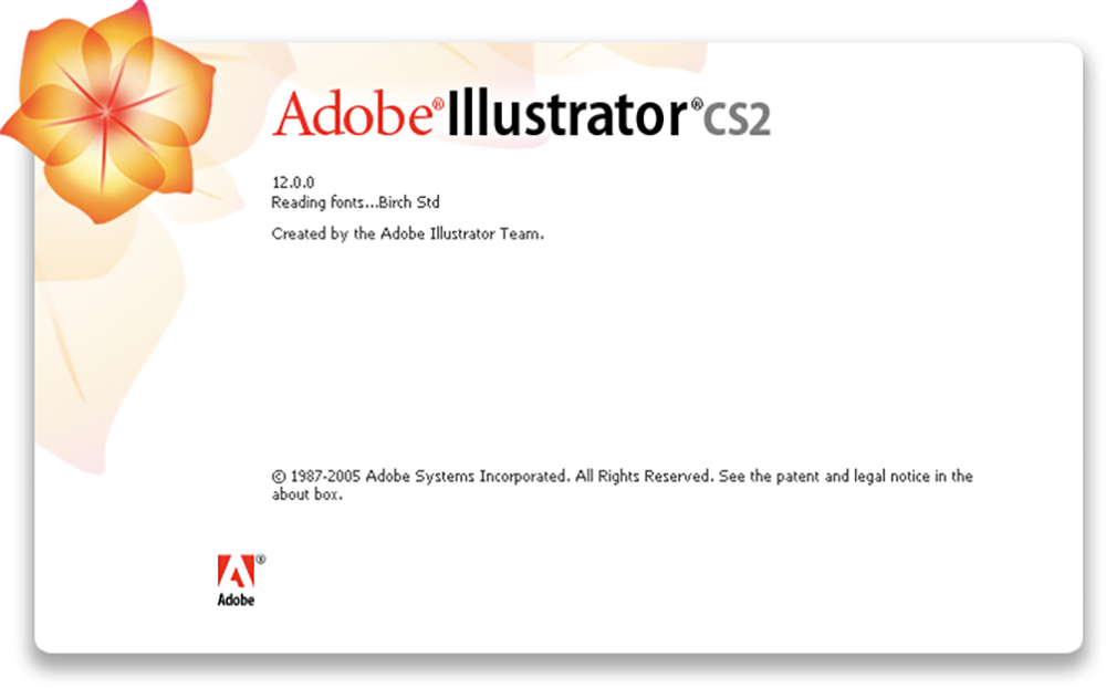 Adobe Illustrator CS2 version 12.0 splash screen 2005