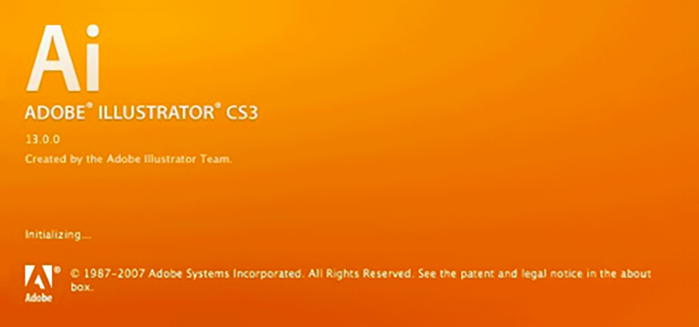 Adobe Illustrator CS3 version 7.0 splash screen 2010 Adobe Illustrator CS3 version 7.0 splash screen 2010