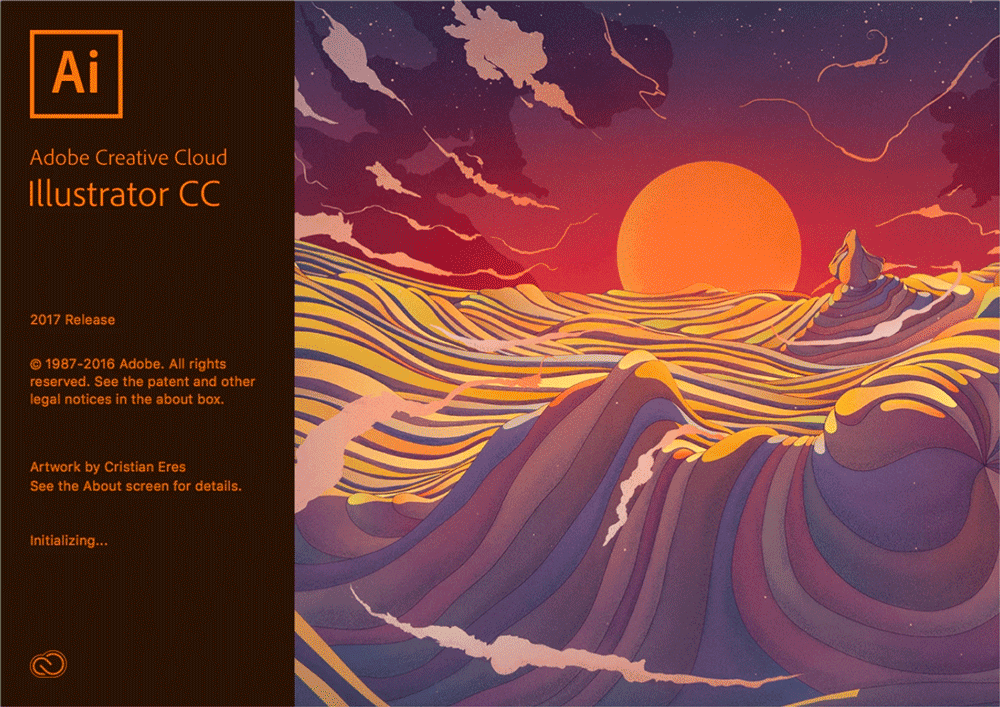 Adobe Illustrator CC 2017 version 21.0 splash screen 2016 Adobe Illustrator CC 2017 version 21.0 splash screen 2016