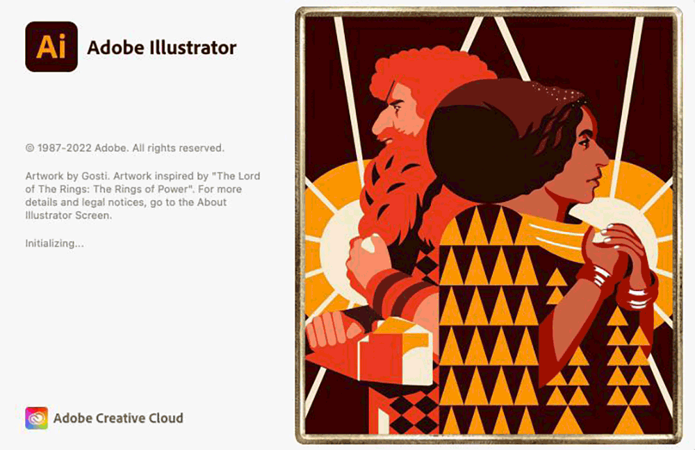 Adobe InDesign 2022 version 17.0 splash screen 2021 Adobe Illustrator 2022 version 26.0 splash screen 2021