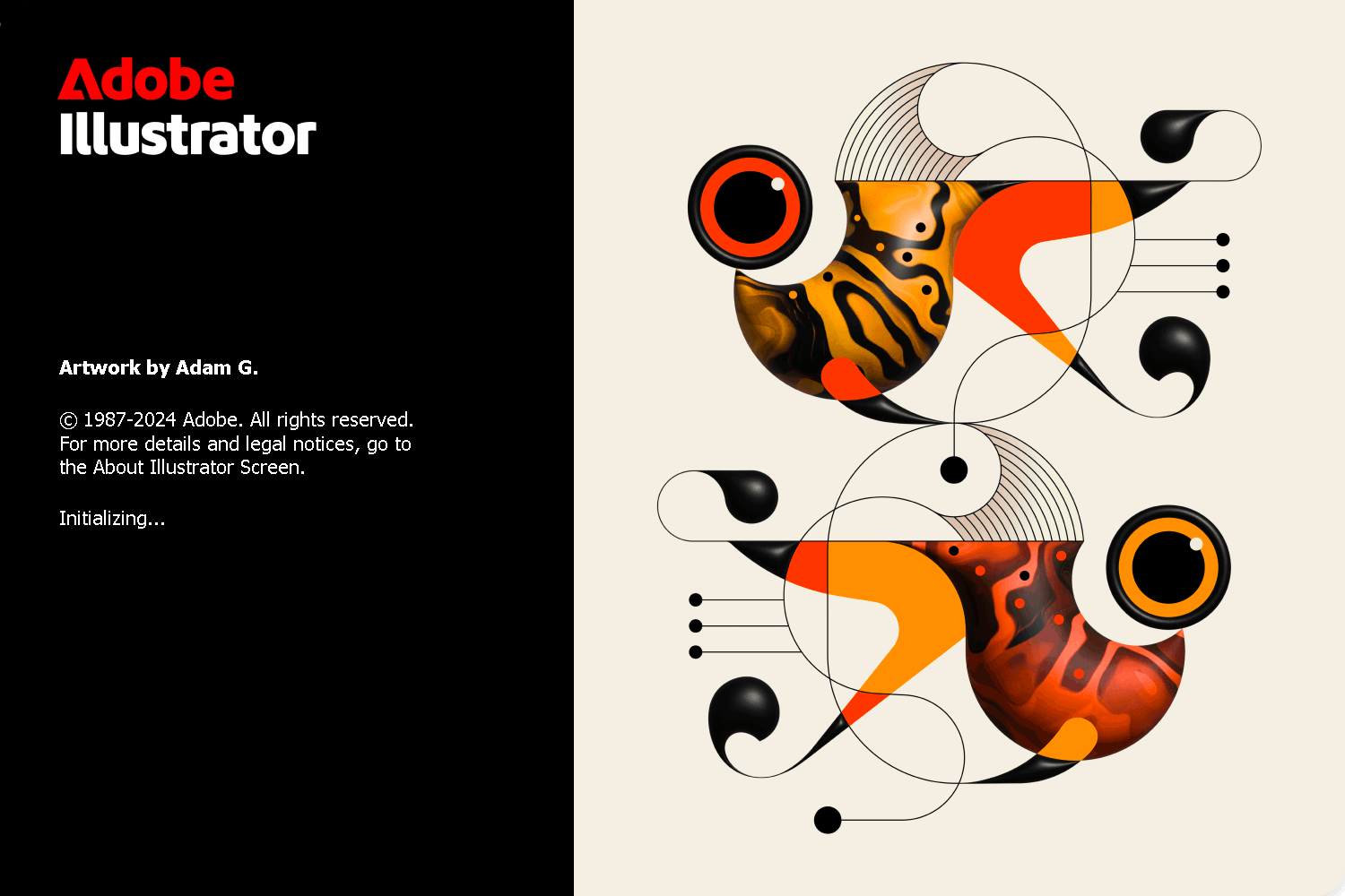 Adobe Illustrator 2025 version 29 splash screen 2024