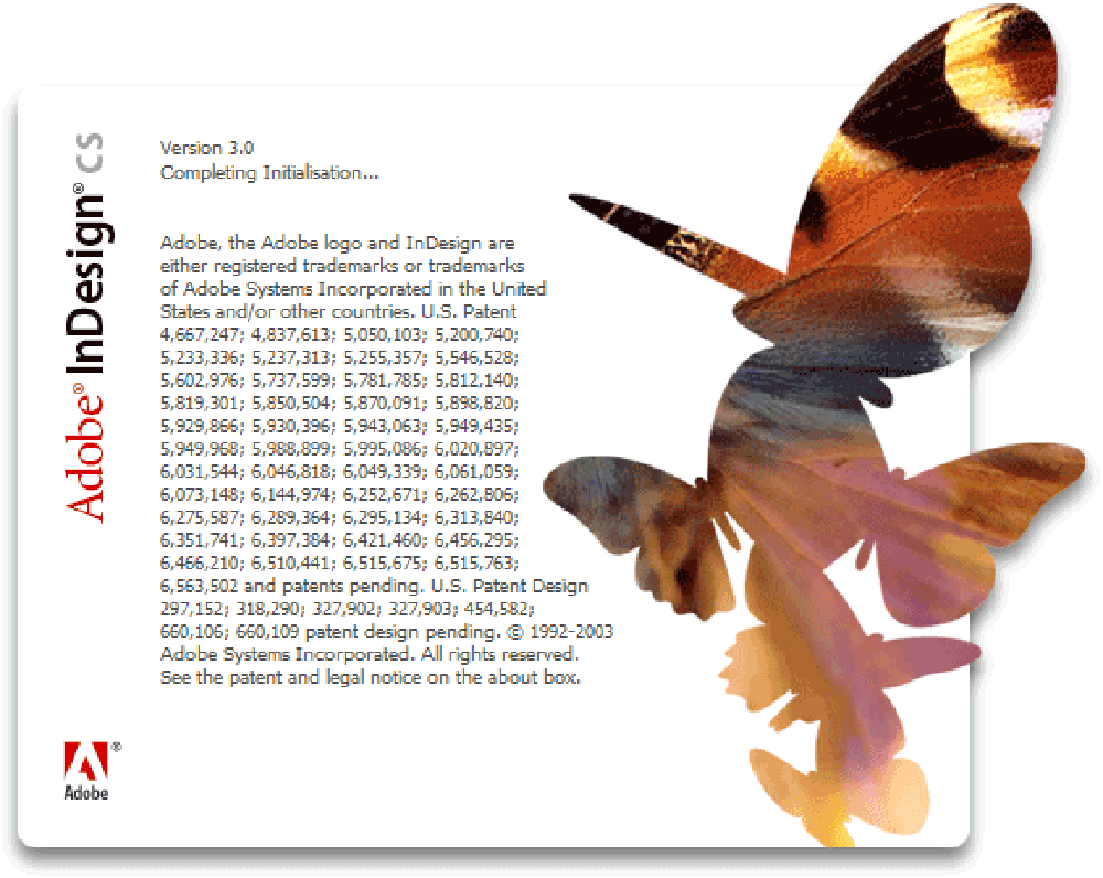 Adobe InDesign CS version 3.0 splash screen 2003 Adobe InDesign CS version 3.0 splash screen 2003
