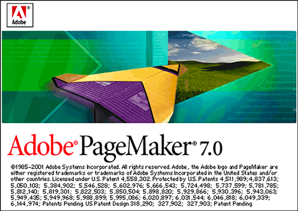 Adobe PageMaker version 7.0 splash screen 2001 Adobe PageMaker version 7.0 splash screen 2001