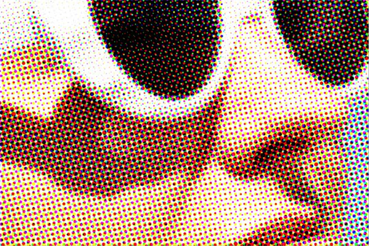 Simulation of halftone dots in a process printed picture