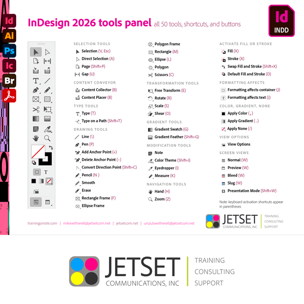 InDesign 2026 tools panel